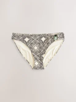 Zwart/crème met aztekenprint - Asymmetric Bead High Leg BIkini Bottoms