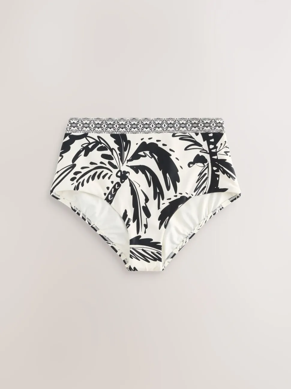 Zwart/Crème Palm - Bikini broekje met print