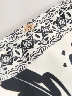 Zwart/Crème Palm - Bikini broekje met print