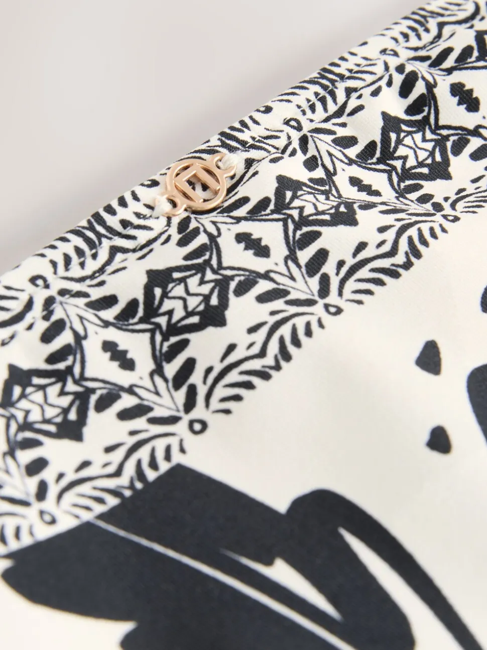 Zwart/Crème Palm - Bikini broekje met print
