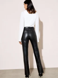 Zwart/dierenprint - Friends Like These Faux Leather Straigh Leg Trousers