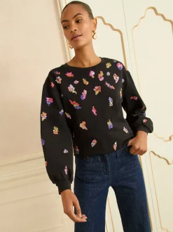 Zwarte en veelkleurige Pailletten - Love & Roses Christmas Jersey Sweatshirt