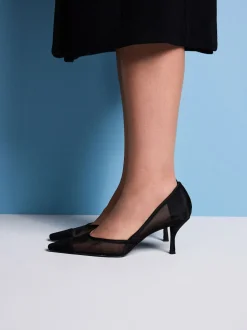 Zwarte mesh - Tabitha Simmons x Next Mary Grace Leather Chisel Toe Court Heels