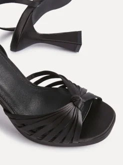 Zwarte satijn - Linzi Socialite Strappy Platform Heeled Sandals
