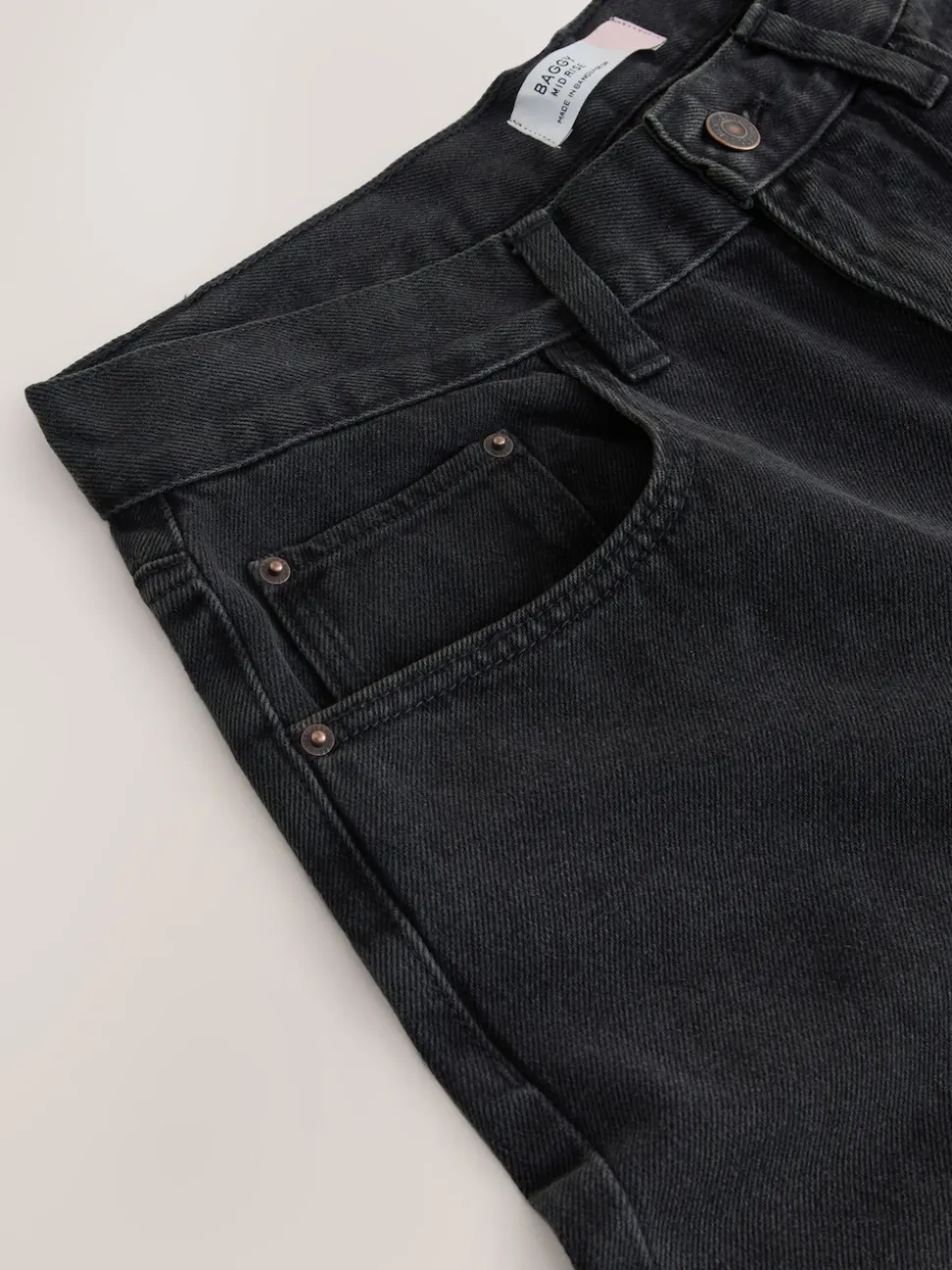 Zwarte wassing - Baggy jeans met wijde pijpen en halfhoge taille