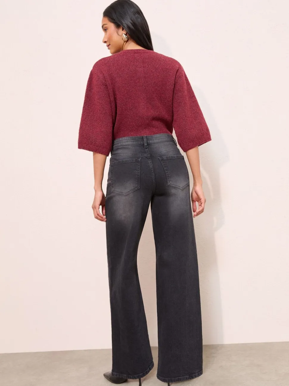 Zwarte wassing - Friends Like These X Lucy Mecklenburgh alledaagse jeans met wijde pijpen