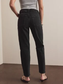 Zwarte wassing - Mom Comfort Jeans met Stretch Column