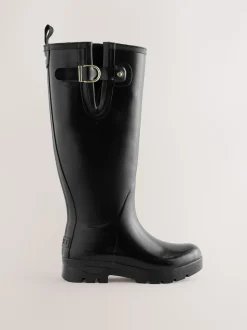 Zwartglanzend - Premium Faux Fur Lined Knee High Wellies