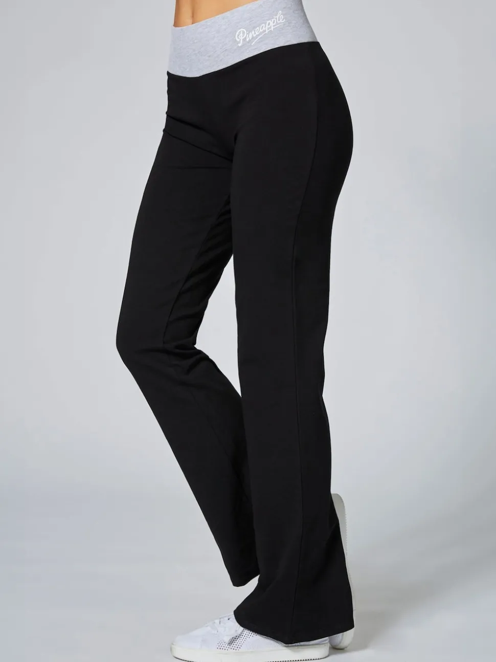 Zwart/grijs - Pineapple jersey bootcut-broek met contrasterende tailleband voor dames