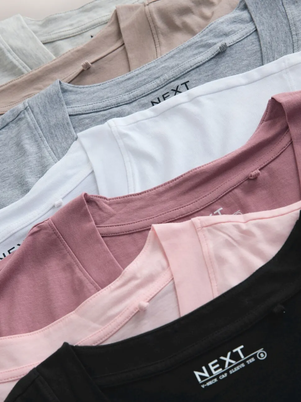 Zwart/grijs/roze - Set van 7 T-shirts met kapmouwtjes