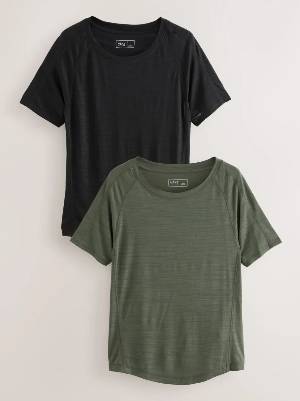 Zwart/groen - Active Crew Neck Lightweight Short Sleeve T-Shirts 2 Pack