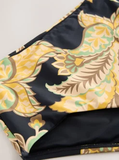Zwart/groen paisley - Bikini broekje met print