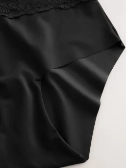 Zwart/huidskleurig - 2 Slipjes met licht buikcorrigerende hoge taille