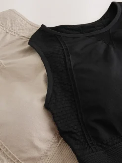 Zwart/kiezelkleurig - Seamless High Neck Medium Impact Sports Bras 2 Pack