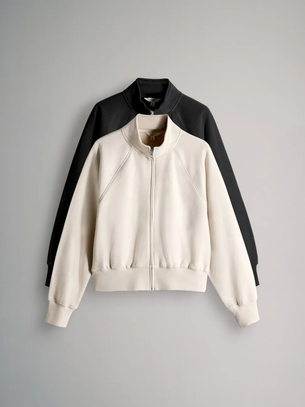 Zwart/kiezelkleurig - The Set 2 Pack Zip Cropped Funnel Neck Jackets