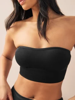 Zwart/lichtroze - Naadloze bandeau ultiem comfort beha's verpakking van 2