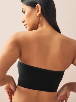 Zwart/lichtroze - Naadloze bandeau ultiem comfort beha's verpakking van 2
