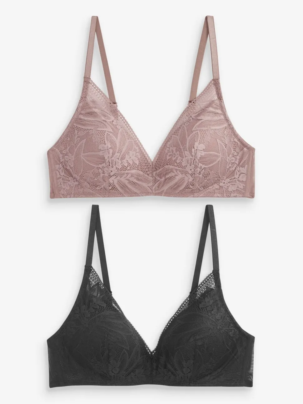 Zwart/mauve - Ultiem comfort beha's met kanten detail verpakking van 2