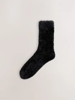 Zwart/neutraal - 2 paar knusse fluwelen sokken
