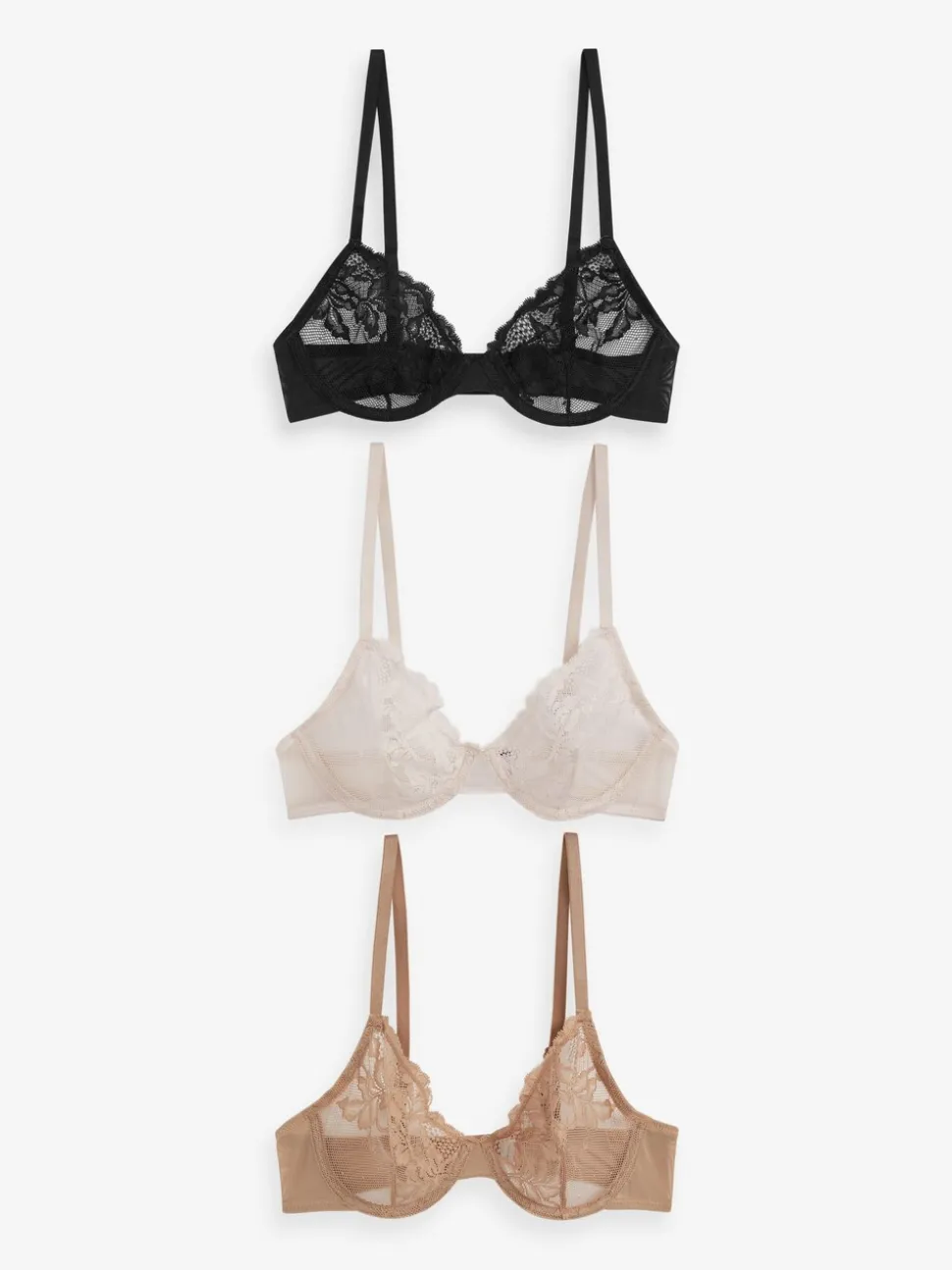Zwart/nude/crème - 3 Kanten beha's