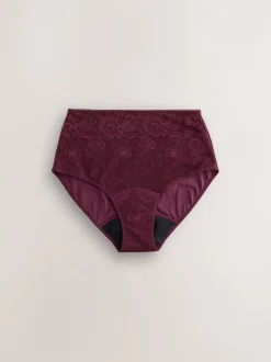 Zwart/paarsrood - All Over Lace Medium Flow Periode Knickers 2 Pack