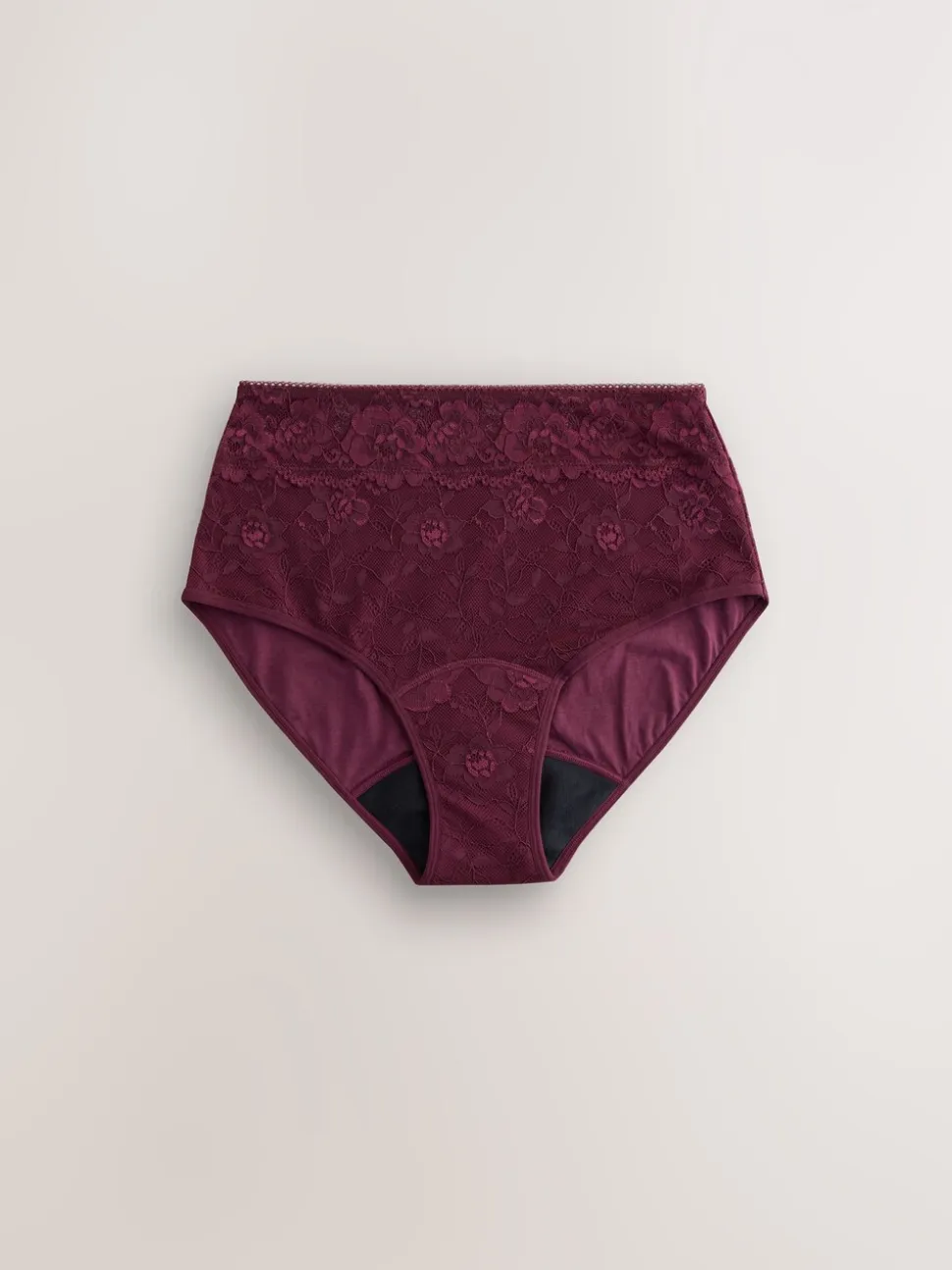 Zwart/paarsrood - All Over Lace Medium Flow Periode Knickers 2 Pack