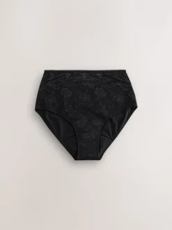 Zwart/paarsrood - All Over Lace Medium Flow Periode Knickers 2 Pack