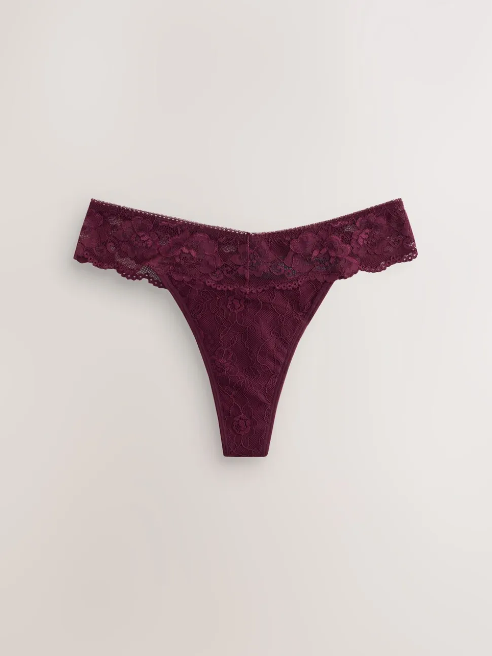 Zwart/paarsrood - Thong All Over Lace Light Flow Period Knickers 2 Pack
