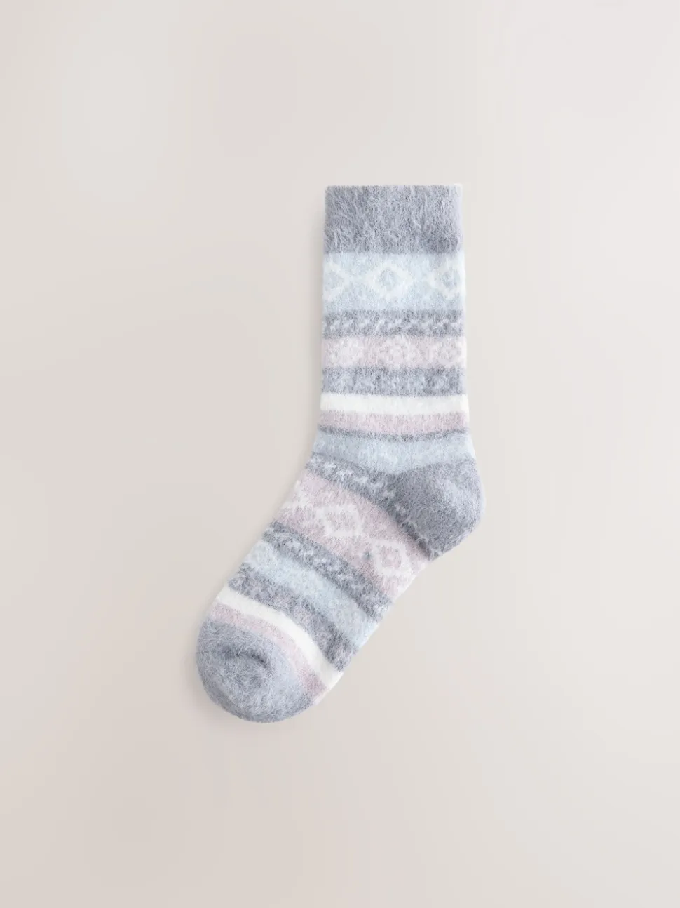 Zwart/pastel fairisle - 2 Paar superharige behaaglijke sokken