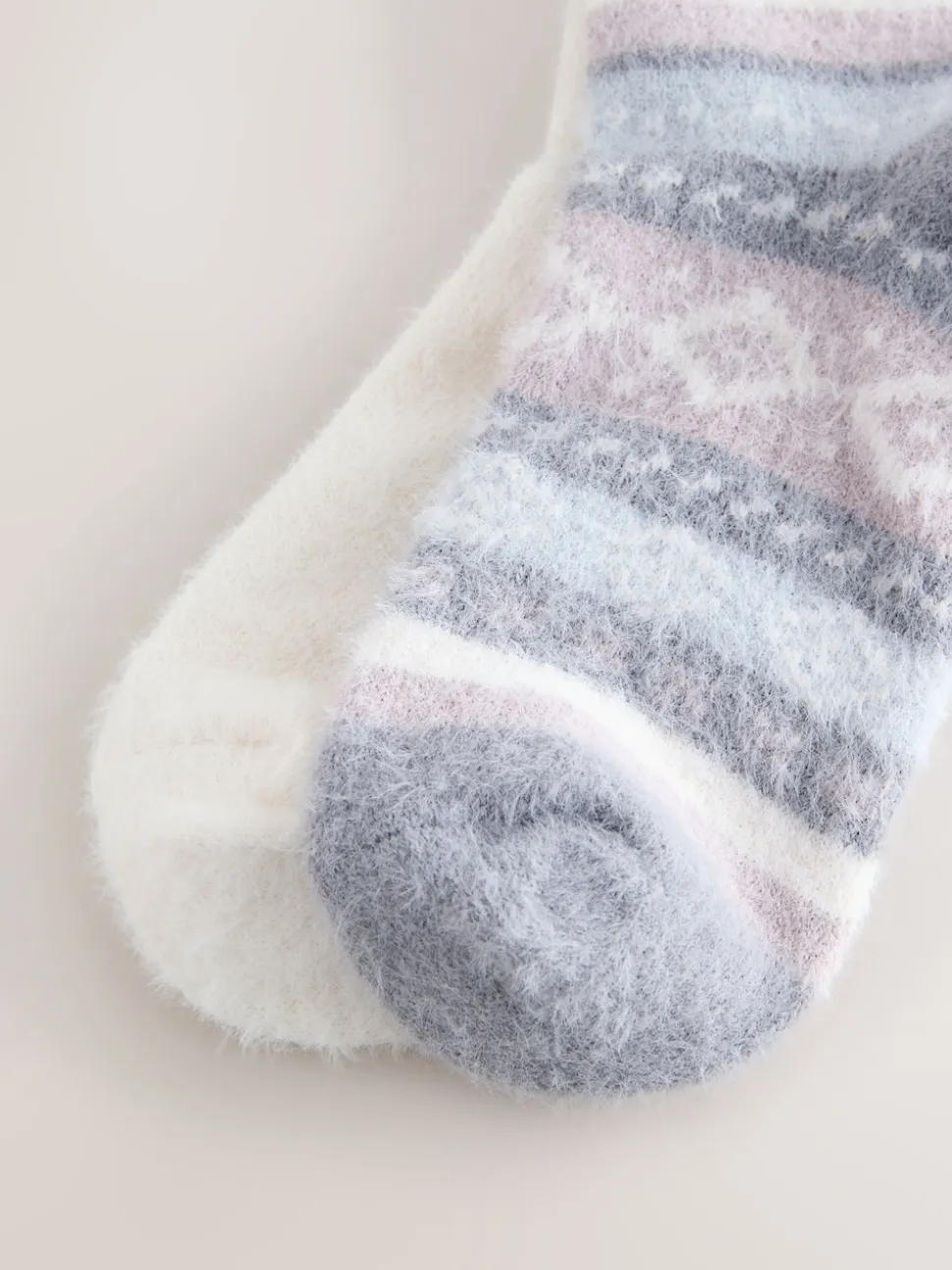Zwart/pastel fairisle - 2 Paar superharige behaaglijke sokken