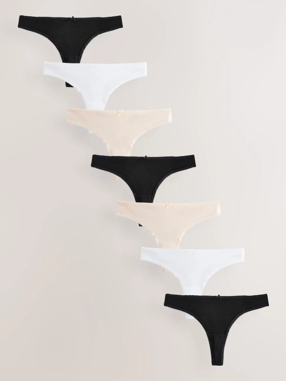 Zwart/pastelroze huidskleur/wit - Set van 7 slips met hoog katoengehalte