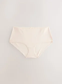 Zwart/pastelroze huidskleur/wit - Set van 7 slips met hoog katoengehalte