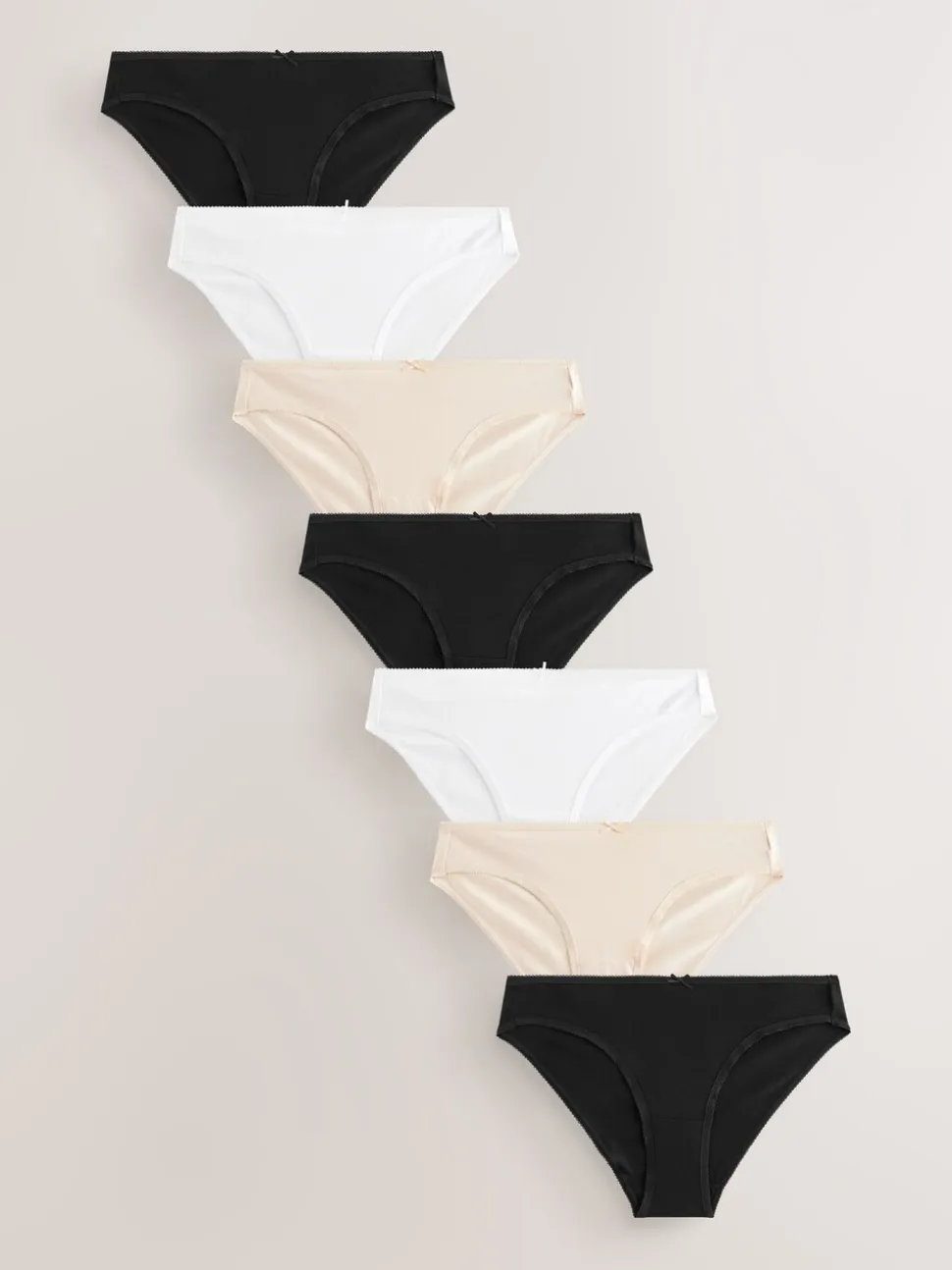 Zwart/pastelroze huidskleur/wit - Set van 7 slips met hoog katoengehalte