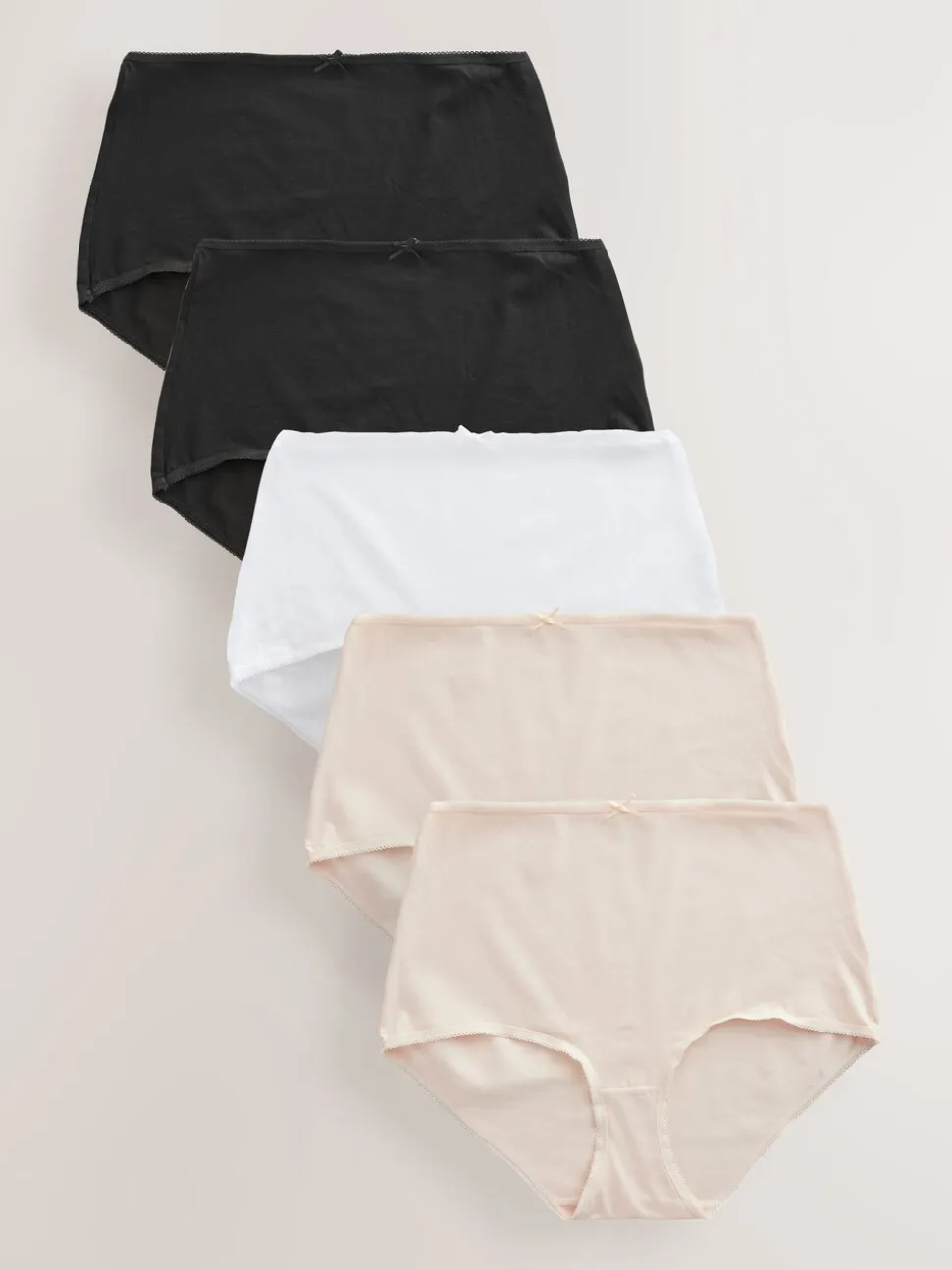 Zwart/pastelroze huidskleur/wit - Set van 5 slips met hoog katoengehalte