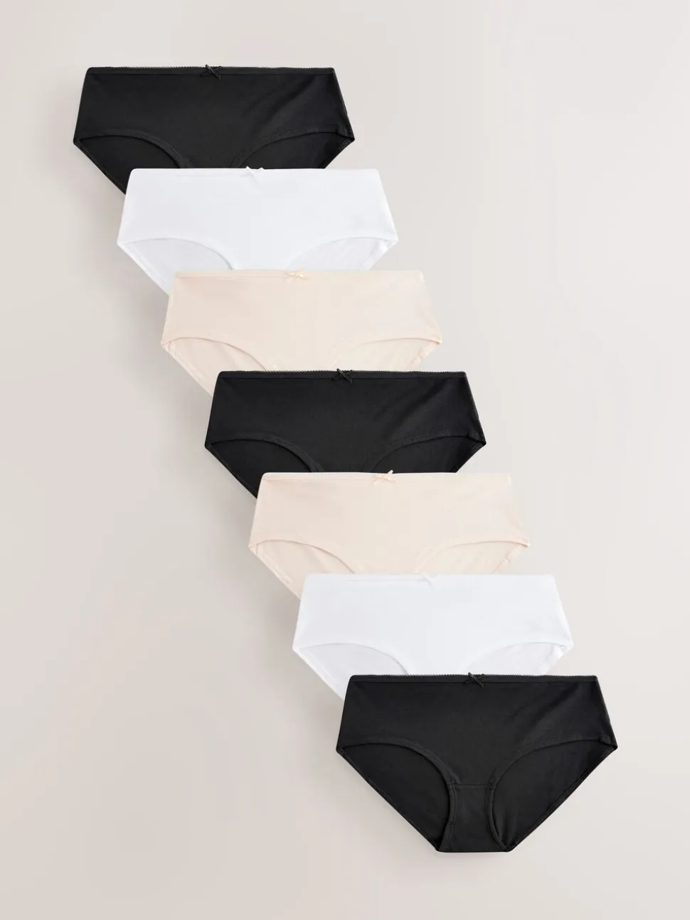 Zwart/pastelroze huidskleur/wit - Set van 7 slips met hoog katoengehalte