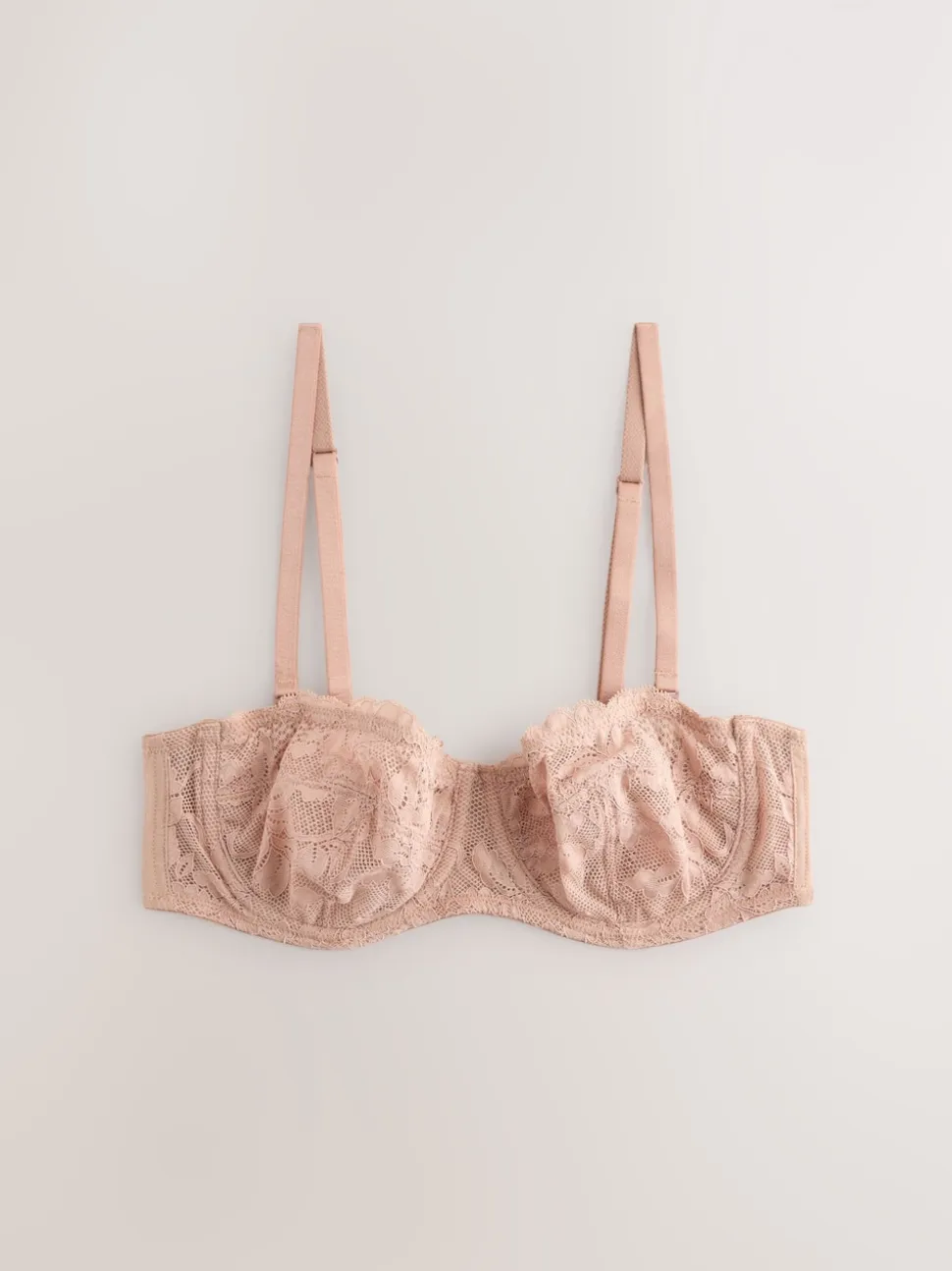 Zwart/praline huidskleur - Kanten strapless multiway beha's zonder vulling 2 set