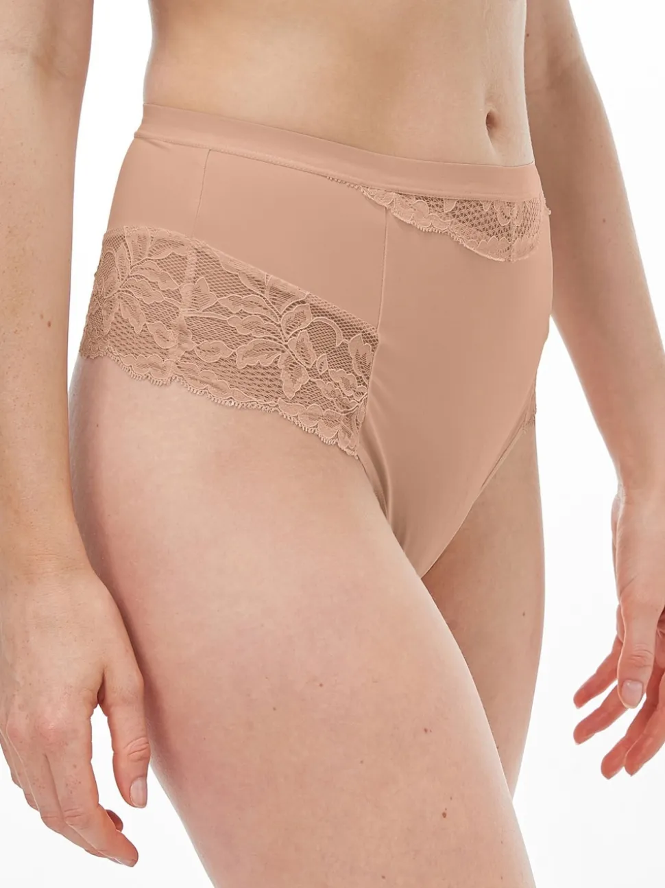 Zwart/praline huidskleur - 2 Strings met licht buikcorrigerende hoge taille