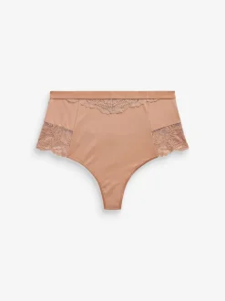 Zwart/praline huidskleur - 2 Strings met licht buikcorrigerende hoge taille