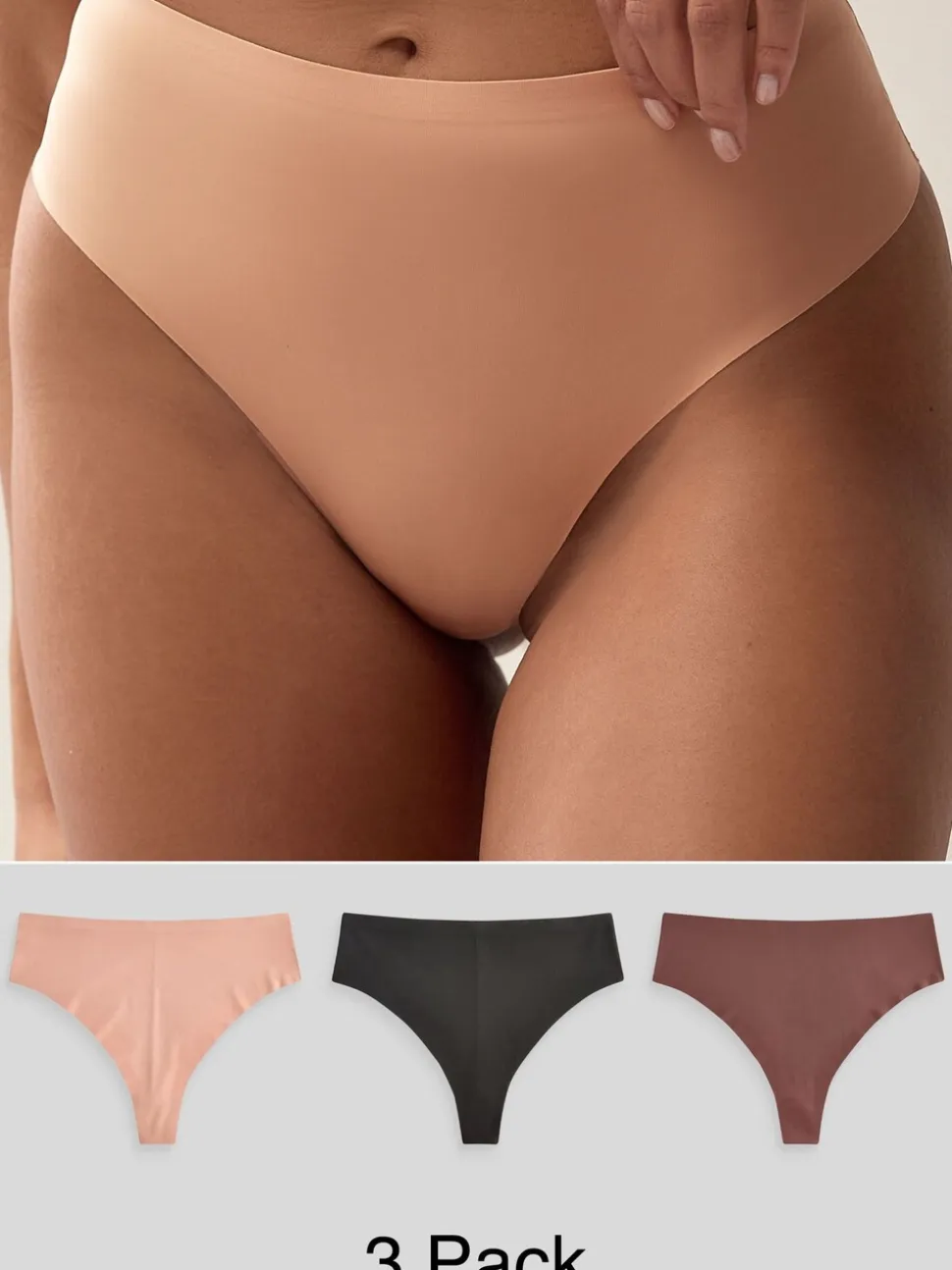 Zwart/Praline Huidskleur/Chocolade Huidskleur - Geen zichtbare onderbroeklijn comfortabele slips verpakking van 3