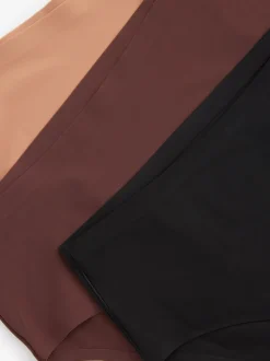 Zwart/Praline Huidskleur/Chocolade Huidskleur - Geen zichtbare onderbroeklijn comfortabele slips verpakking van 3
