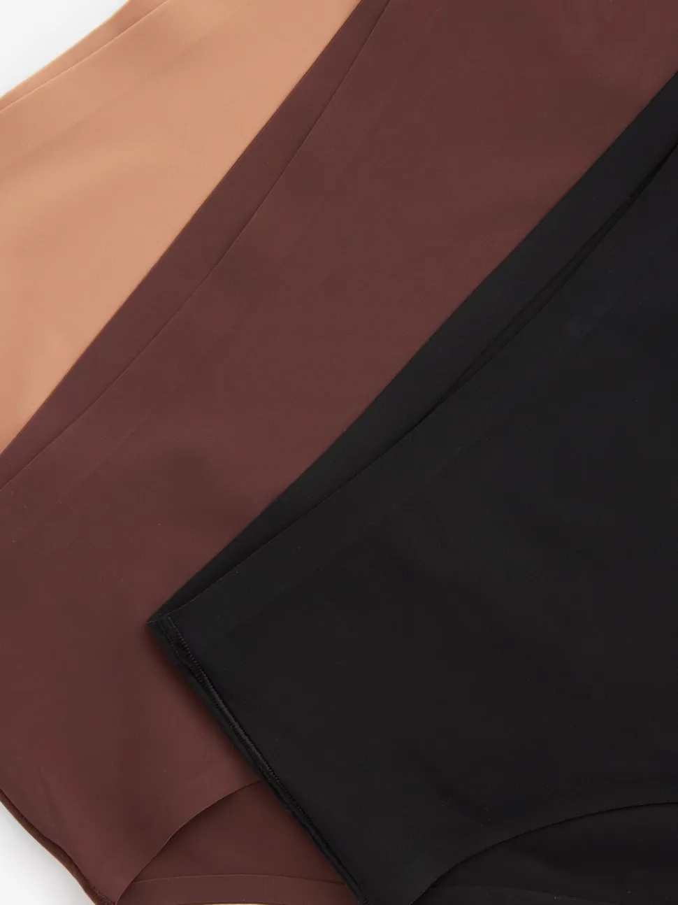 Zwart/Praline Huidskleur/Chocolade Huidskleur - Geen zichtbare onderbroeklijn comfortabele slips verpakking van 3