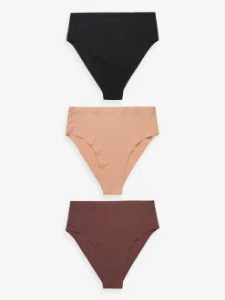 Zwart/Praline Huidskleur/Chocolade Huidskleur - Geen zichtbare onderbroeklijn comfortabele slips verpakking van 3