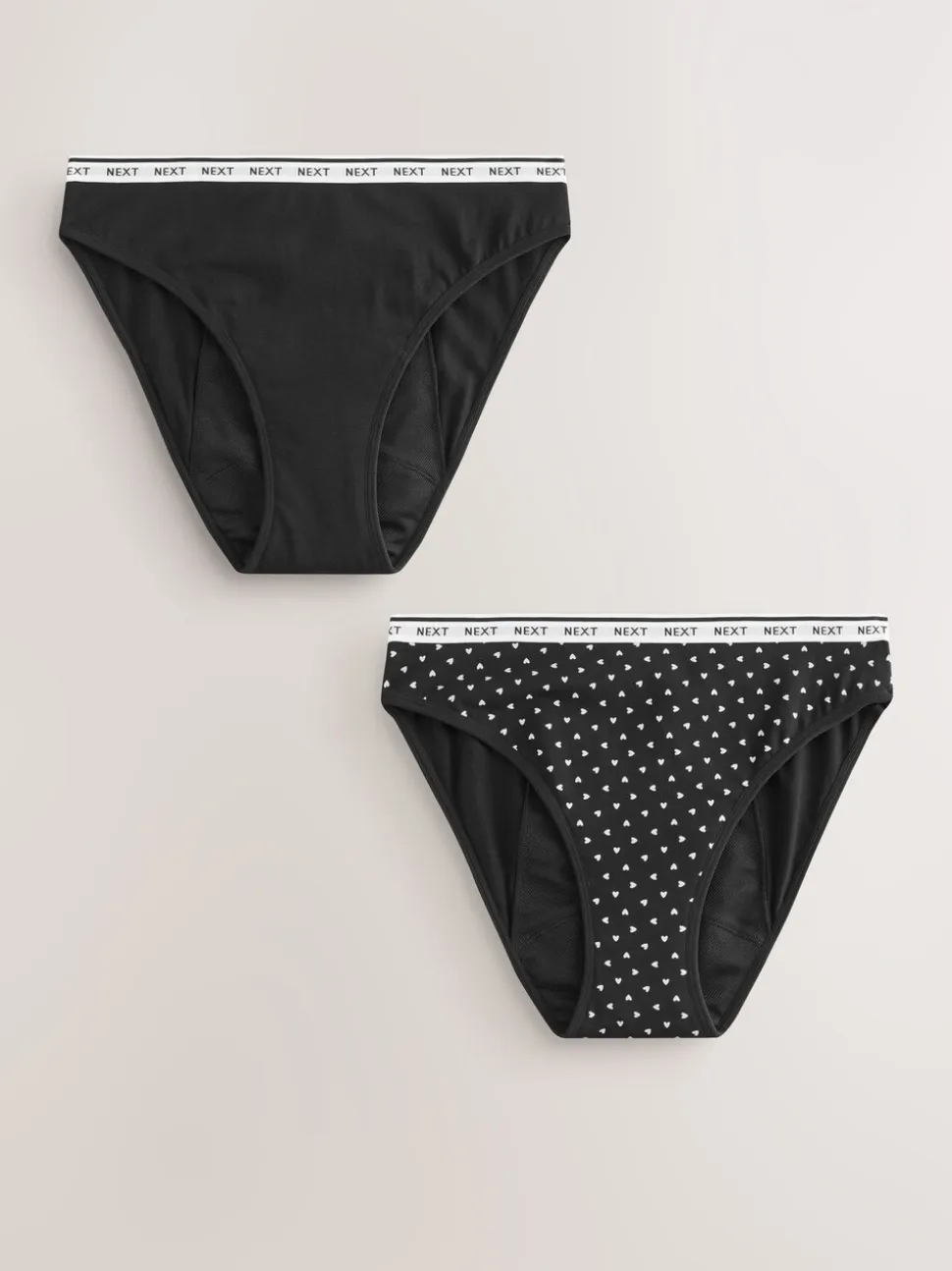 Zwart/rood hart - 2 menstruatieslips voor hevige bloeding