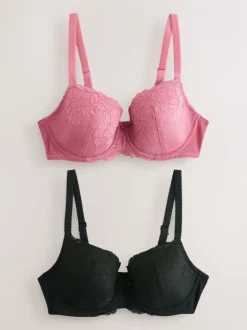 Zwart/roze - Verpakking van 2 kanten beha's cup DD+