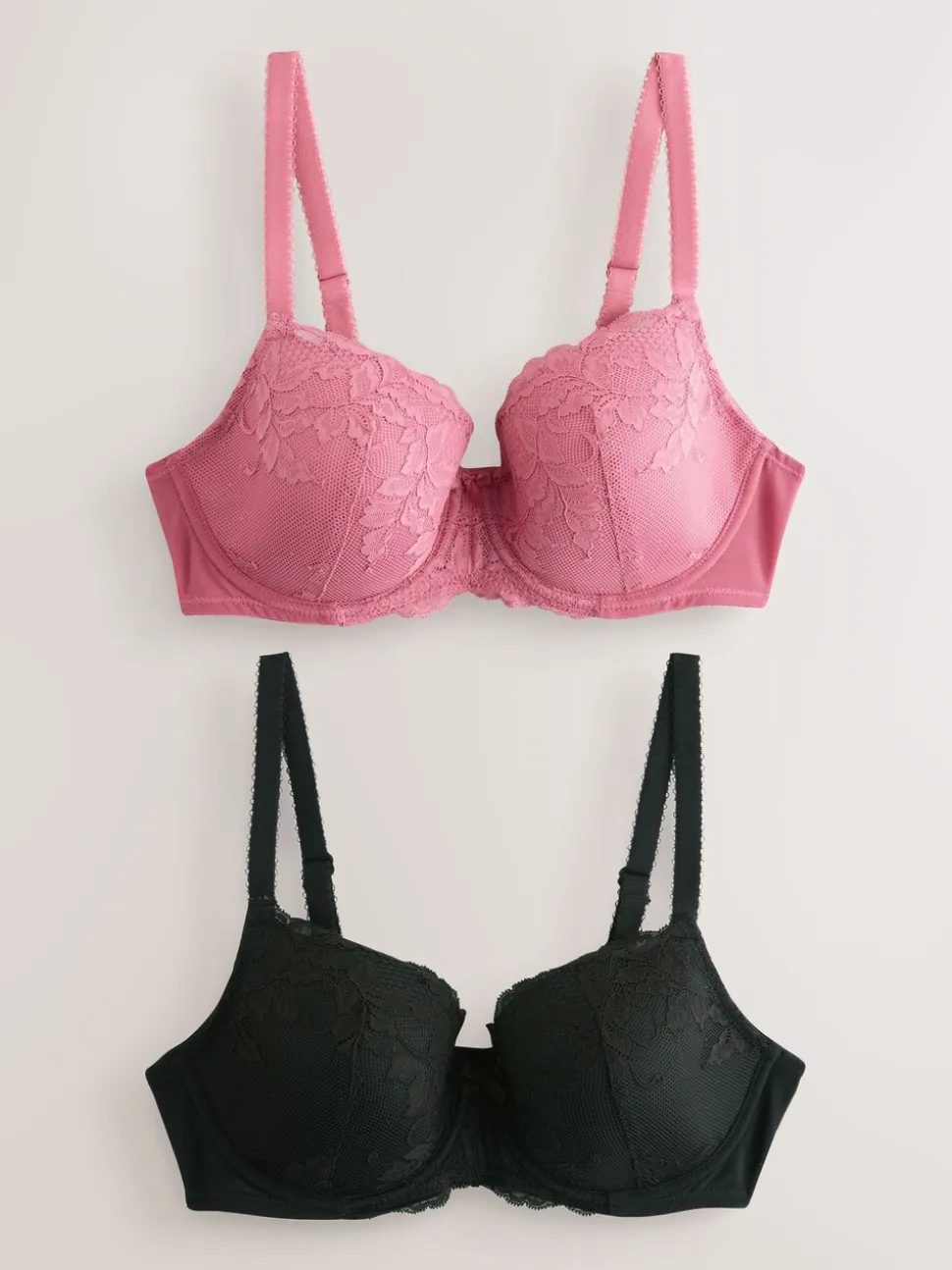 Zwart/roze - Verpakking van 2 kanten beha's cup DD+