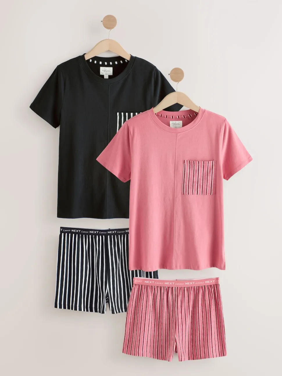 Zwart/roze streep - Korte pyjamaset 2 stuks
