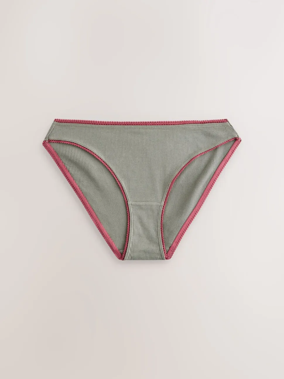 Zwart/roze/olijfgroen - Verpakking van 3 geribbelde katoenen slips