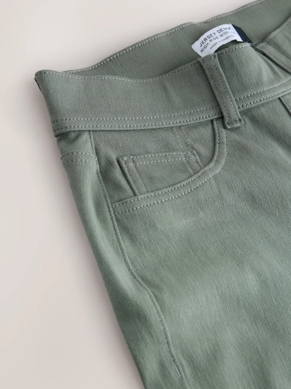 Zwart/Saliegroen - Jersey denim broek met wijde pijpen 2 set