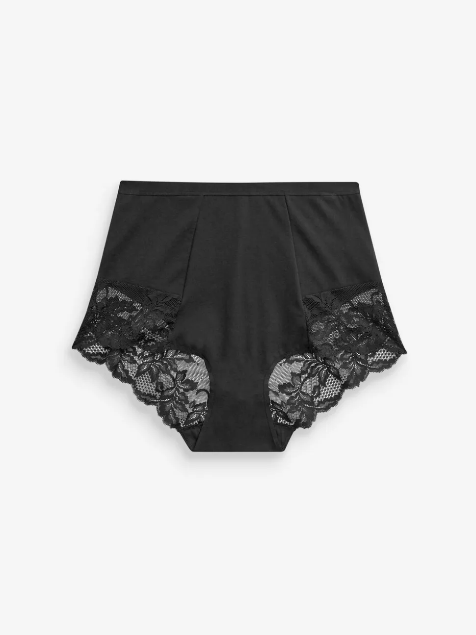 Zwart/wit - 2 corrigerende katoenen tummy control slipjes met kanten achterkant