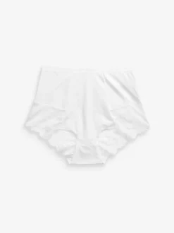 Zwart/wit - 2 corrigerende katoenen tummy control slipjes met kanten achterkant